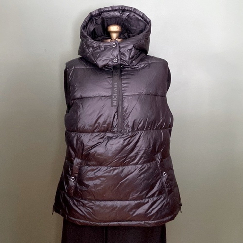 Michael Kors Pullover Puffer Vest with Removable Hood